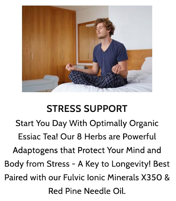 Optimally Organic ESSIAC Tea - Tea Bag Cut - 8 Herb Recipe by Rene Caisse! USA &amp EU Grown Burdock Root - Sheep Sorrel Whole Plant with Roots - Blessed Thistle - Kelp - Watercress Red Clover Slip