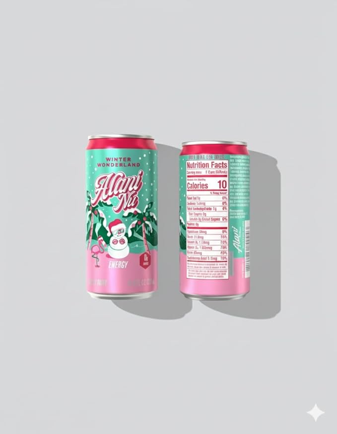 Alani Mini Energy Drinks Sugar free Low Calorie Energy Drinks 8.4 Fl Oz Cans ((Pack of 24) 8.4 Fl Oz Winter Wonderland)