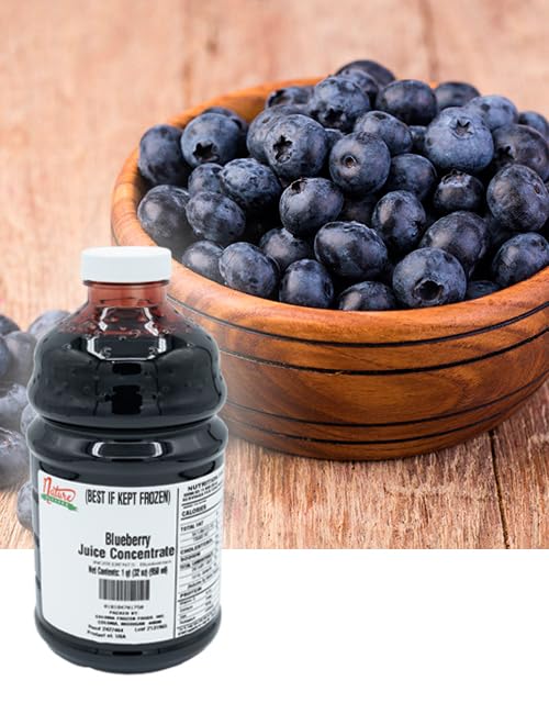 Nature Blessed 100% Pure Blueberry Fruit Juice Concentrate - 2 Quarts (2/32 fl oz bottles) Perfect for Wine Home Brewing Mead. Cider Tea