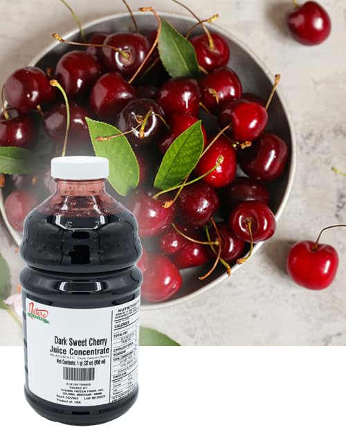 Nature Blessed 100% Pure Dark Sweet Cherry Fruit Juice Concentrate - 4 Quarts (4/32 fl oz bottles) Great for Home Vintners Brewers Cider Spirits or Smoothies