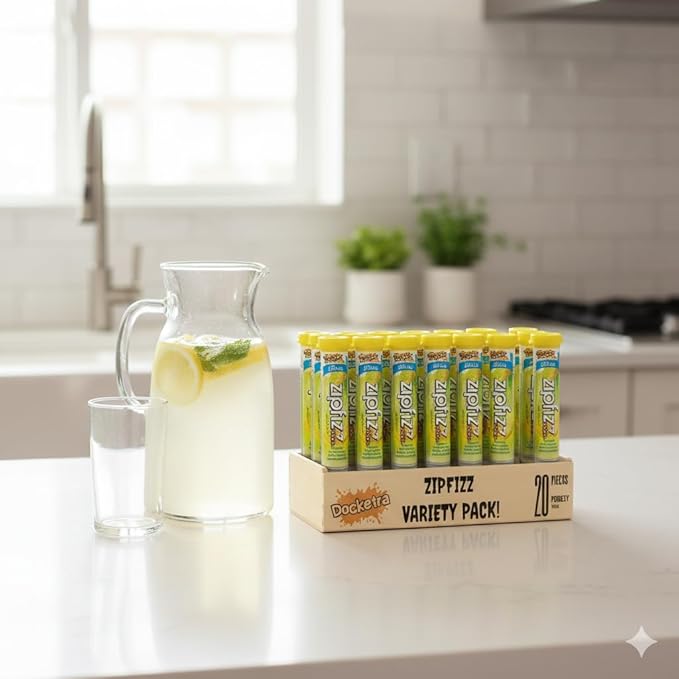Zipfiz Energy Multi-Vitamin Hydration Drink Mix Citrus Flavor B-12 Energy Boost Electrolyte Hydration Low Calorie 20 Tubes