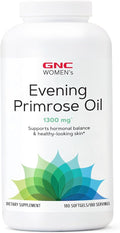 GNC Women's Evening Primrose Oil (EPO) 1300 mg | Supports Hormonal Balance Immunity Healthy Skin and Heart Health | Daily Vitamin | 180 Softgel Capsules