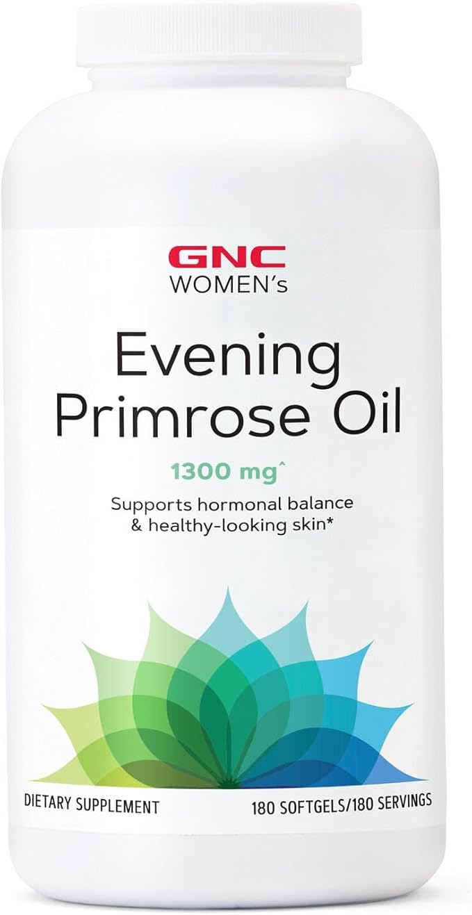 GNC Women's Evening Primrose Oil (EPO) 1300 mg | Supports Hormonal Balance Immunity Healthy Skin and Heart Health | Daily Vitamin | 180 Softgel Capsules