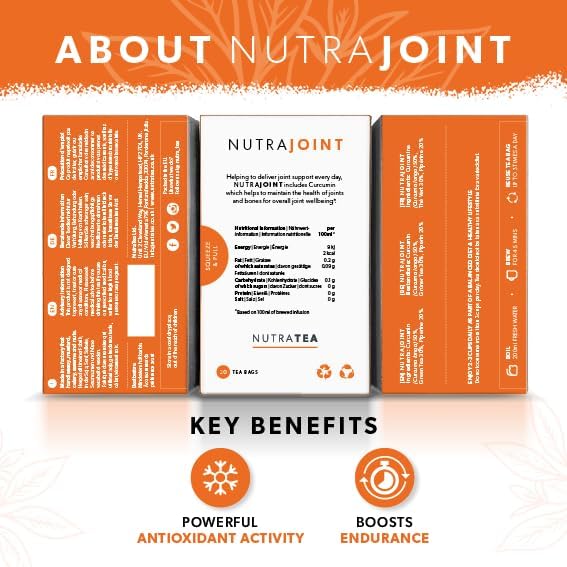 NUTRAJOINT - Joint Care Tea | Arthritis Tea | Joint Flexibility Tea - Relief of Painful Joints - 60 Enveloped Tea Bags - by Nutra Tea - Herbal Tea - (3 Pack)
