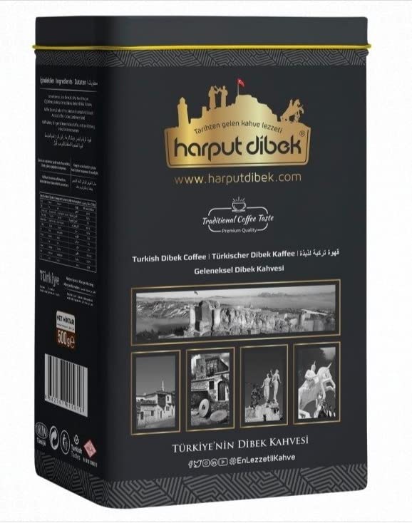 Harput Dibek Ground Coffee Arabica Fine Grade Medium Roast 500 Gr - 18 Oz Cardamom Coffee 1 Canister