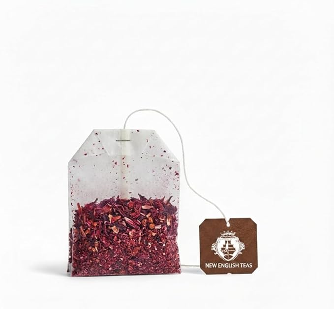 New English Teas Fruit &amp Herbal Tea 120 Teabags 12 Packs of 10 Individually Wrapped Tea Bags Naturally Caffeine Free (Rosehip &amp Hibiscus)
