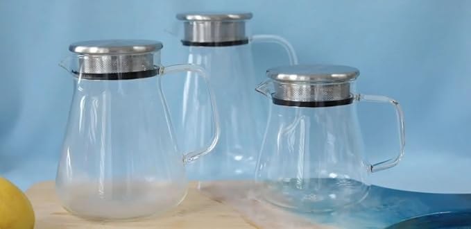 Teabloom One-Touch Tea Maker 2-in-1 Teapot and Kettle with Stainless Steel Filter Lid for Loose Tea – Stain-Free Borosilicate Glass Teapot (40 Oz) – Tea Connoisseur's Choice