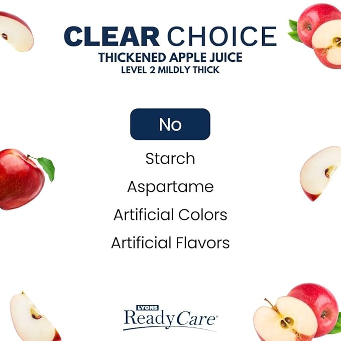 Lyons ReadyCare Thickened Apple Juice for Dysphagia &amp Swallowing Difficulty - Nectar Consistency Level 2 Mildly Thick - 4 fl oz (48 pack)