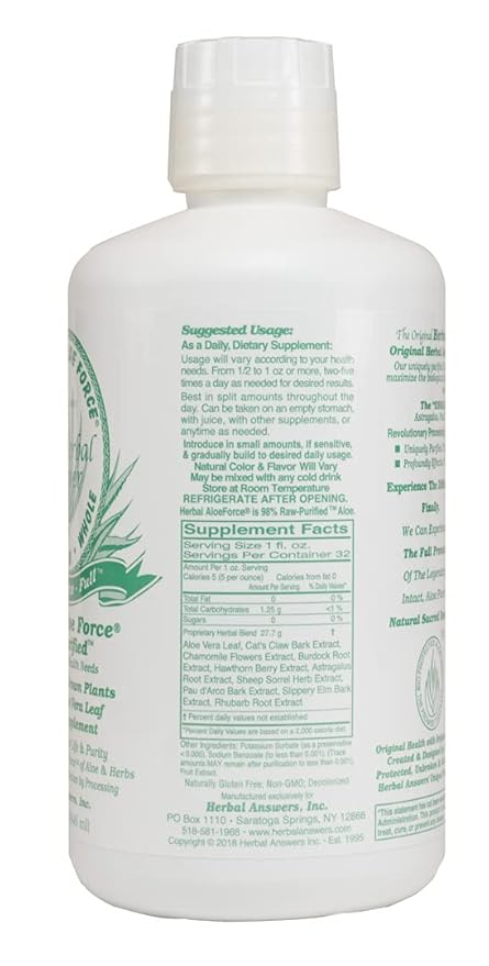 Herbal Answers Herbal Aloe Force Aloe Vera and Herbal Dietary Supplement 32 fl oz