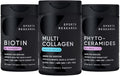 Sports Research Women's Supplement Pack - Vegan Biotin 10000mcg with Coconut Oil Multi Collagen Peptides (Type I II III V X) Enhanced with Hyaluronic Acid &amp Vitamin C &amp Phytoceramides 35