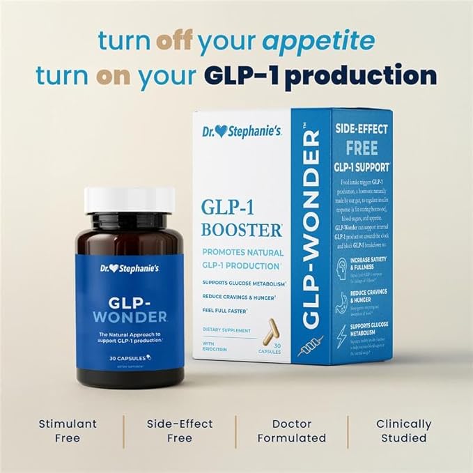 Dr. Stephanie's GLP-Wonder Natural GLP-1 Boosting Supplement - Control Hunger &amp Appetite Fight Cravings - Side-Effect Free Support (Pack of 2)