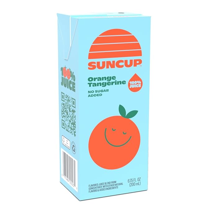 SunCup 100% Juice Boxes for Kids | No Added Sugar No Dyes No Preservatives | Trusted in Schools Across 49 States | Bulk Pack with Straw 6.75 oz (40 Pack) Orange Tangerine