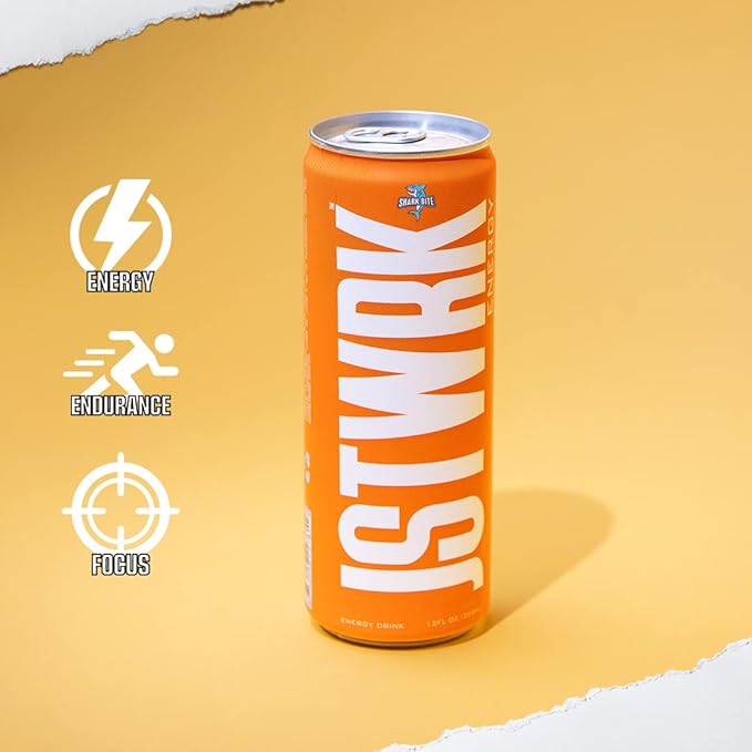 JST WRK Energy Drink - 12-Pack Sugar Free Zero Calories No Sugar Alcohols 12 Fl Oz. 200 milligrams Caffeine (Shark Bite)