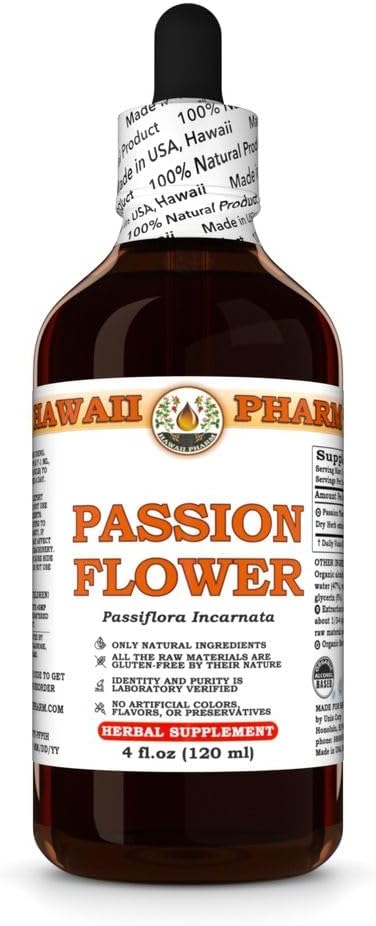 Hawaii Pharm Passion Flower Extract Tincture for Calm and Sleep Support Soothes Digestive Discomfort Promotes Relaxation Encourages Emotional Balance - 4 fl.oz