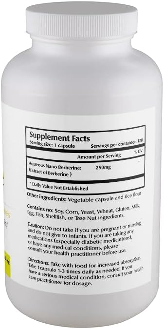 One Planet Nutrition Nano Berberine 250 mg Veggie Capsules (120 Servings) Berberis Extract Nano for Enhanced Absorption Supports Vitality and Cellular Balance Non-GMO Vegan Gluten-Free