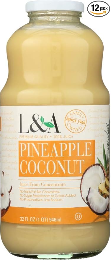 L &amp A Juice Pineapple/Coconut 12x 32OZ