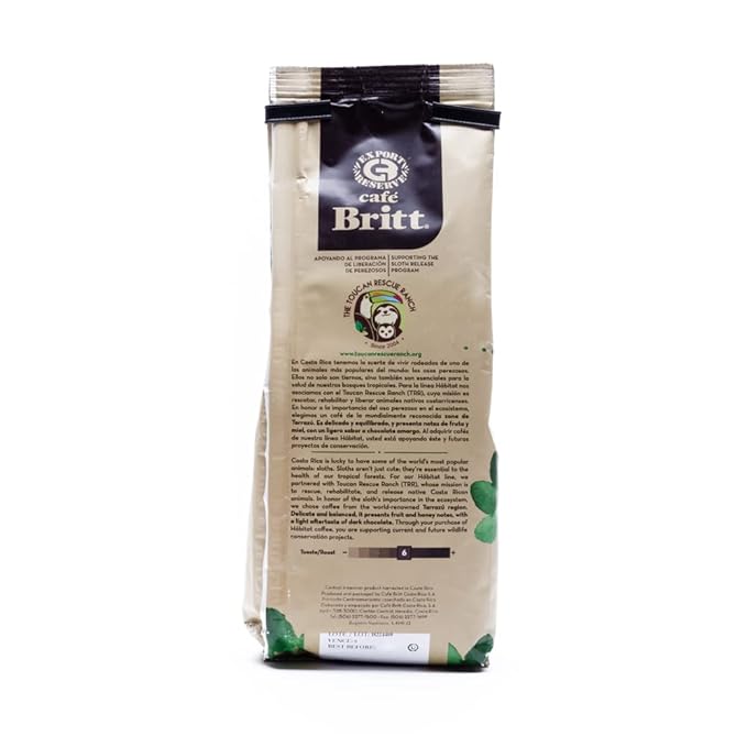 Café Britt® - Costa Rican Habitat Sloth Coffee (12 oz.) (3-Pack) - Ground Arabica Coffee Kosher Gluten Free 100% Gourmet &amp Medium Light Roast