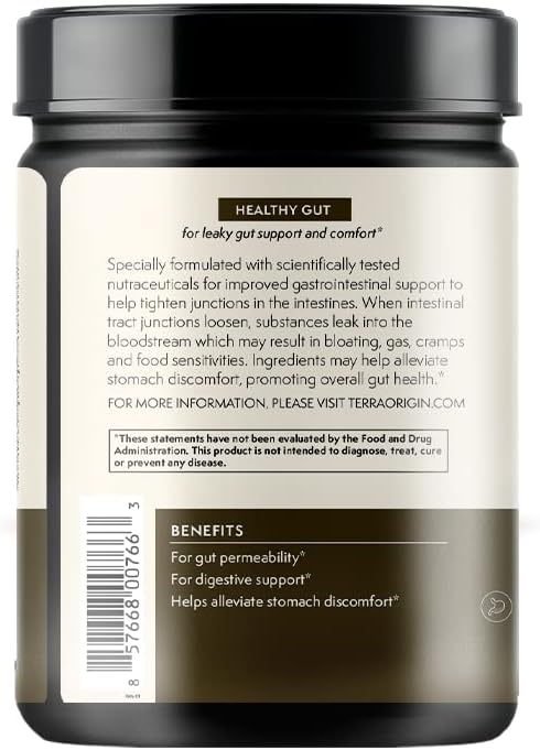 TERRA ORIGIN Healthy Gut Chocolate | 30-Servings with L-Glutamine Zinc Glucosamine Slippery Elm Bark Marshmallow Root and More!