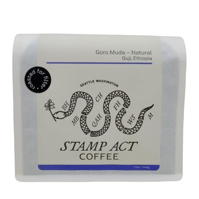 Goro Muda - Ethiopia - Roasted by Stamp Act - Whole Bean Coffee - 12 Ounce Bag