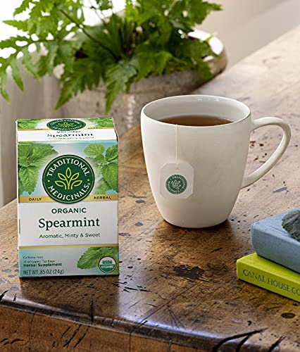 Traditional Medicinals Tea Organic Spearmint Supports Everyday Wellness Healthy &amp Refreshing 96 Tea Bags (6 Pack)
