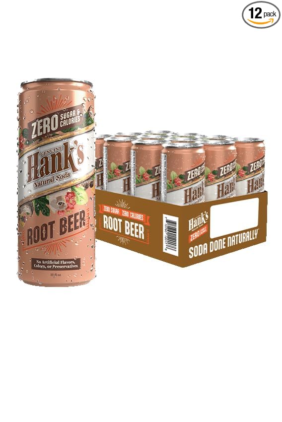 Hank's Soda ZERO Root Beer Sugar Free Calorie Free All-Natural Ingredients 12 Cans