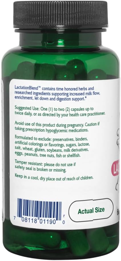 Vitanica Lactation Blend Lactation Supplement Breastfeeding Support Increase Breast Milk Supply and Flow Organic Fennel Milk Thistle Fenugreek Seed and More Non-GMO Vegan 60 Capsules
