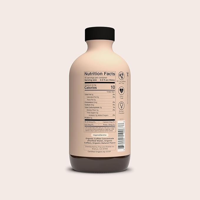 Pop &amp Bottle Organic Cold Brew Coffee Concentrate - Iced Coffee Concentrate Liquid for At Home Dairy Free Makes Up to 16 Cups - Medium Roast &amp Mocha 8 fl oz (Mixed 2 Pack)