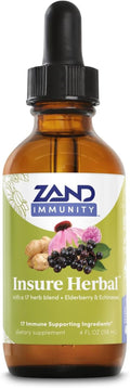 ZAND HERBALS Insure Herbal Liquid Blend - 17 Wellness Ingredients - w/Echinacea Elderberry Ginger Sage Peppermint and More - Gluten Free Vegan Non-GMO 60-Day Guarantee 147 Servings 4 FL OZ
