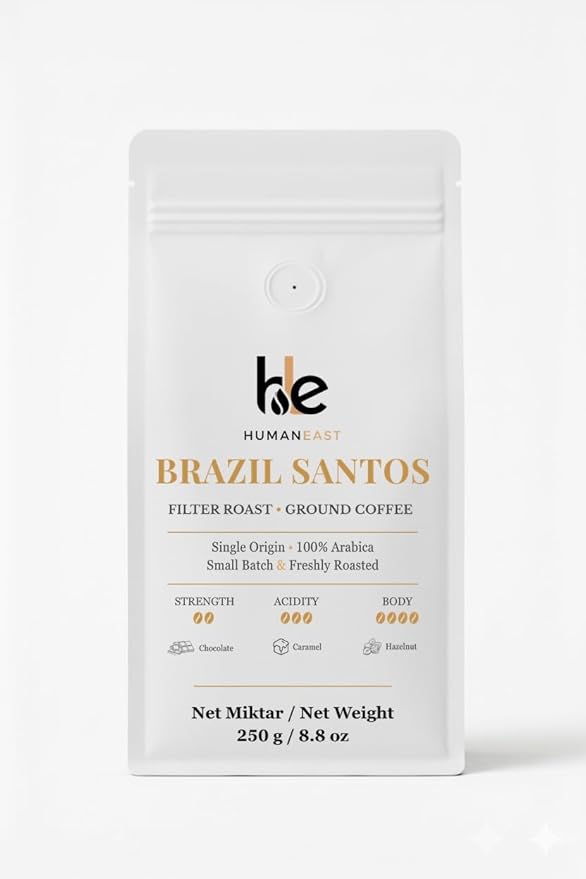 Humaneast Brazil Santos Single Origin Ground Coffee 8.8 oz (250 g) Medium Roast Specialty Coffee