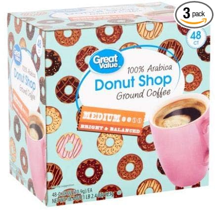 PACK OF 3 - Great Value Donut Shop Medium Roast Coffee 48 Count K-Cups
