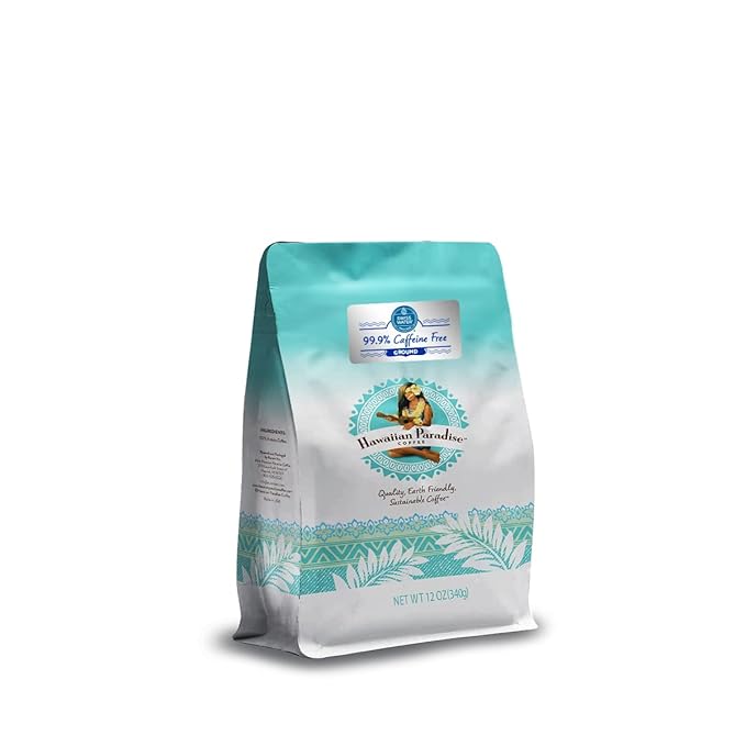 Hawaiian Paradise Coffee Ground - 100% Arabica Coffee Swiss Water Process Decaf Coffee from the Finest Beans (Decaf 99.9% Caffeine Free 12 Ounces)