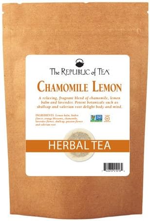 The Republic of Tea Chamomile Lemon Herbal Tea Bulk 250 Tea Bags Caffeine-Free Tea With Valerian Root