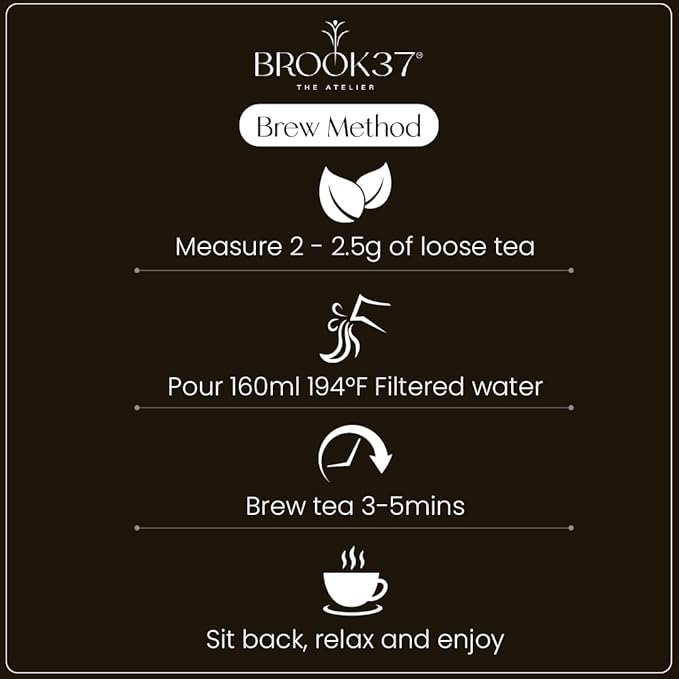 Brook37 Liquid Luxor - Premium Loose Leaf Black Tea | Smooth Sweet Honey Notes | Floral Aroma | Caffeinated | 50g Decorative Tin | Plastic Neutral Brand | Ideal Tea Gifts