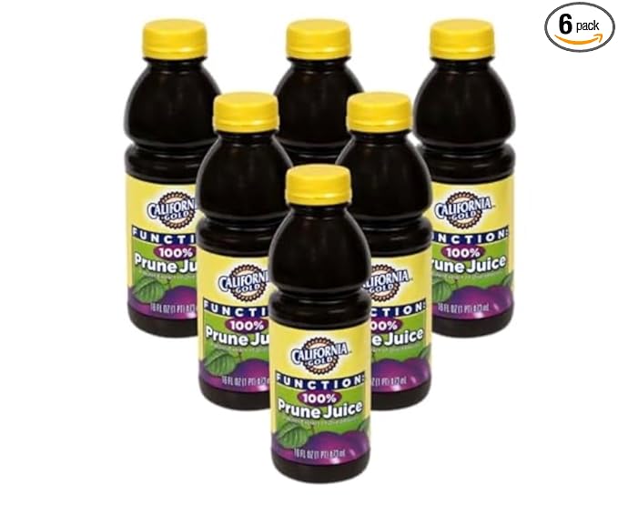 100% Prune Juice – Natural Digestive Health Beverage No Added Sugar 6-Pack of 16 oz Bottles