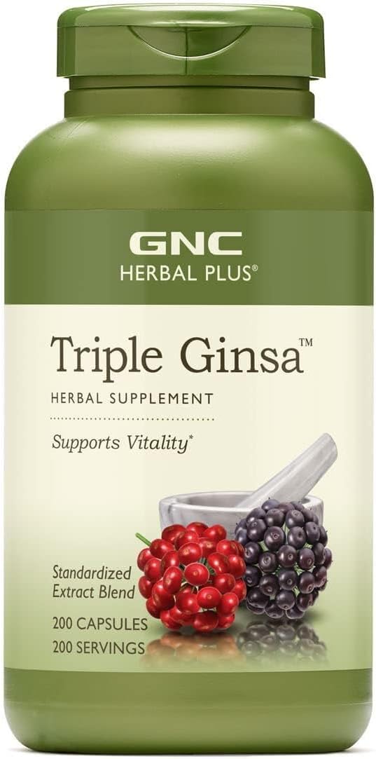 GNC Herbal Plus Triple Ginsa Supplement Supports Vitality 200 Servings