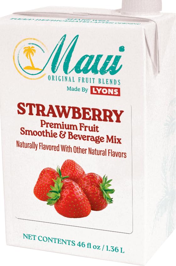 Maui Strawberry Premium Fruit Smoothie &amp Beverage Mix 46 fl oz (Pack of 6)