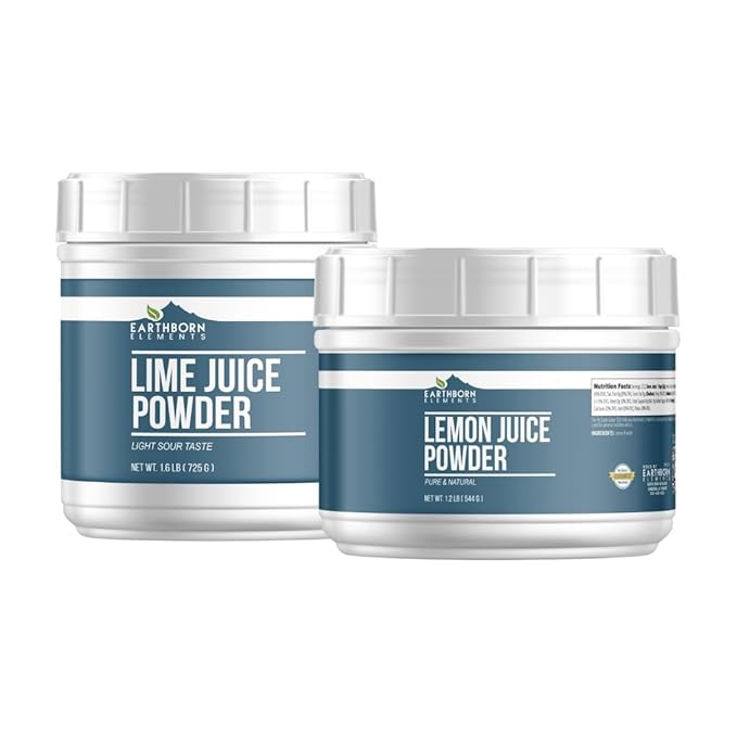 Earthborn Elements Lime Juice Powder &amp Lemon Juice Powder Bundle Cooking &amp Baking Bulk Sizes Beverages &amp More