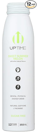 Uptime Sweet Summer Melon Energy Drink with Other Natural Flavors Natural Caffeine Sugar Free Gluten Free &amp Non-GMO 12 Fluid Ounce (Pack of 12)