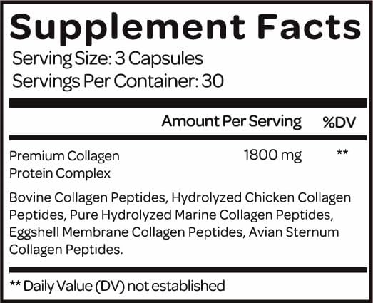 Collagen For Her: Multi Collagen Capsules for Women (Types I II III V X) Hydrolyzed Collagen Peptides Vitamin Supplement for Hair Skin Nails and Joint Support (90 ct.)