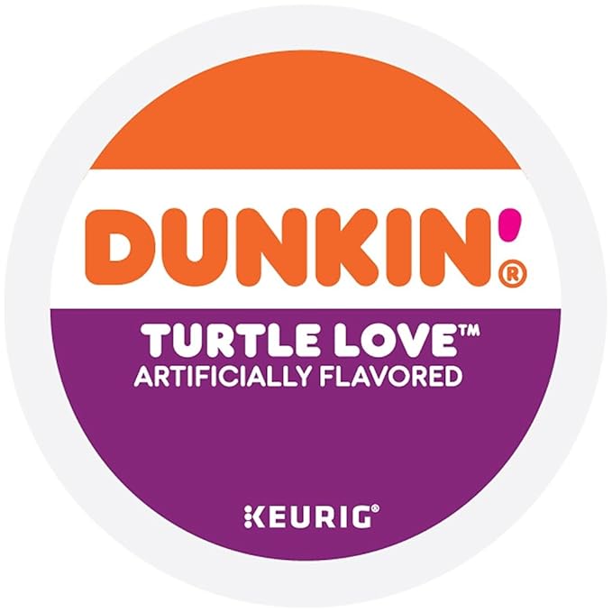 Dunkin' Turtle Love Dark Roast K-Cup Pods 22 Count Caramel Pecan Chocolate Flavor Caffeinated Kosher