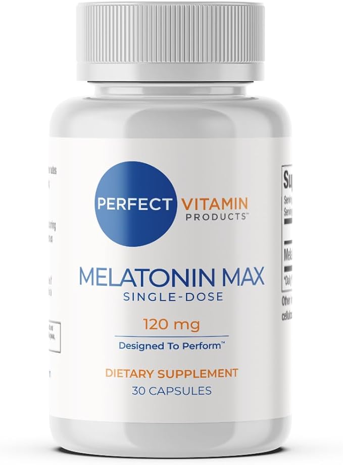 120mg Extra Strength Melatonin MAX - Single Capule Dose - High Dosage Melatonin Ensures Amply Supply Of This Important Hormone - 100% Drug-Free Vegan Non-GMO Gluten-Free (30 Capsules)