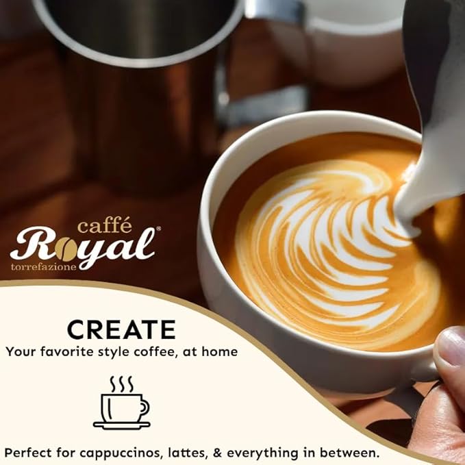Royal Caffé Italian Coffee Beans – 100% Arabica Medium Roast Smooth &amp Aromatic with Notes of Caramel Fruit &amp Vanilla Whole Bean Freshly Roasted Gourmet Coffee 2.2 lbs (1000g) Made in It