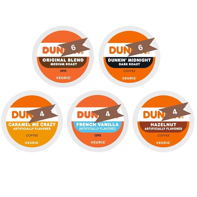 Variety Pack Sampler of K-Cups Coffee Pods—Original Dark Caramel Hazelnut &amp French Vanilla Coffee—for Keurig Brewers— (24 Count)