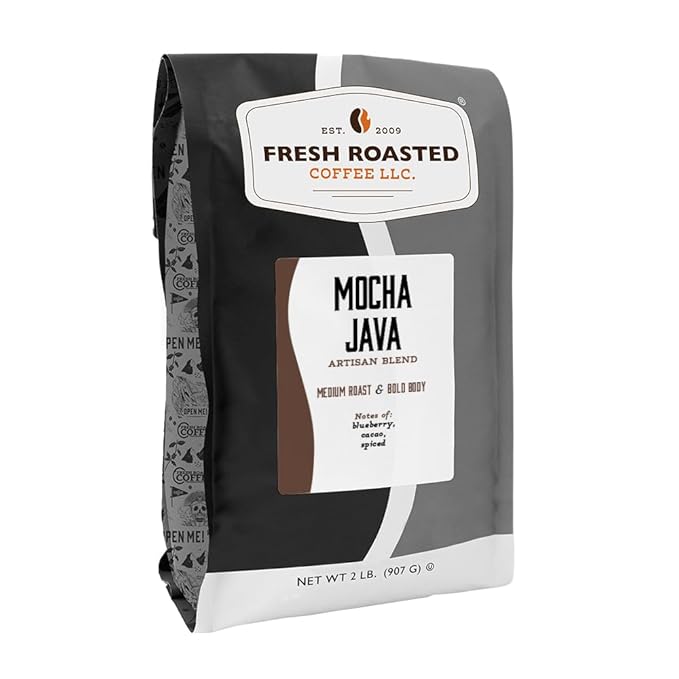 Fresh Roasted Coffee Mocha Java 2 lb (32 oz) Medium Roast Kosher Whole Bean