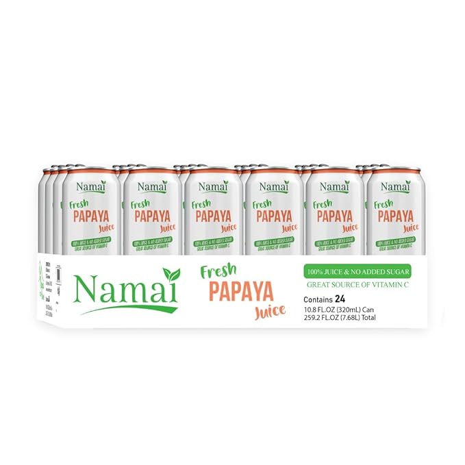 Namai 100% All Natural Pure Papaya Juice No Added Sugar No Preservatives Pack of 24