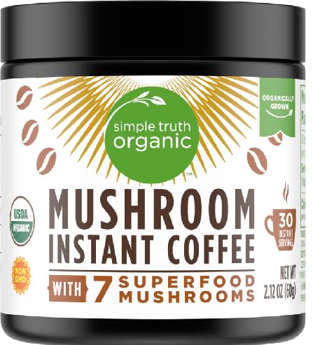 Organic Mushroom Instant Coffee with 7 Superfood Mushrooms (Pack Of 1 2.12 oz.)