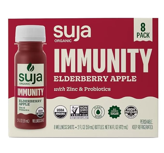 Organic Immunity Defense Shot Variety Pack | Ginger &ampTurmeric and Elderberry Wellness Shot | 16 pk./2 fl. oz