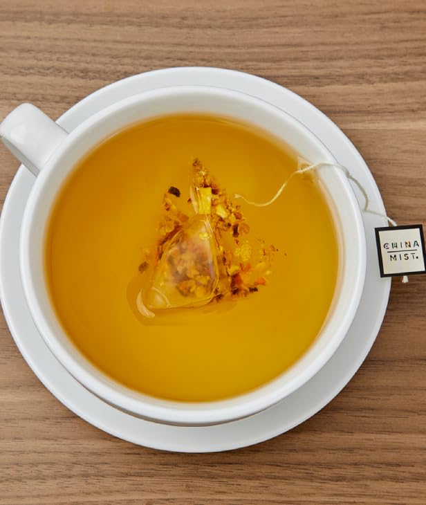 China Mist Full Leaf Tea Sachets Ginger Turmeric Organic Herbal Tea 6x15 Biodegradeable Tea Sachets (90 total)