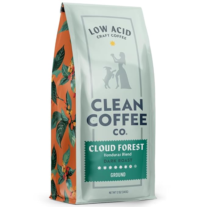 Clean Coffee Co. - Low Acid Dark Roast Tested for Molds and Toxins Honduras Blend Notes of Caramel Dark Chocolate and Toasted Malts (Ground 12 oz Bag)
