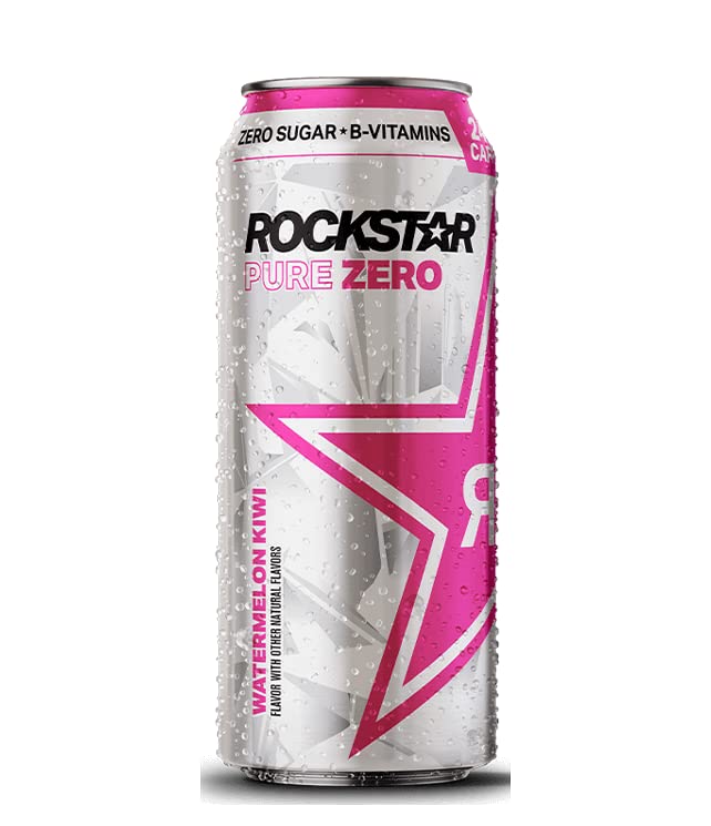 Rockstar Pure Zero Energy Drink Variety- Silver Ice Pure Zero Punched#TMGS Watermelon - 16fl.oz. (Pack of 16)